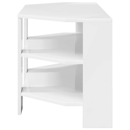 HörnTVSkåp Högblank Vit 102x40,5x45cm Konstruerat trä
