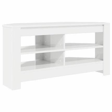 HörnTVSkåp Högblank Vit 102 x 40,5 x 45 cm Konstruerat trä