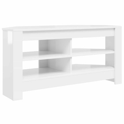 HörnTVSkåp 102 x 40,5 x 45 cm Högblank Vit Konstruerat trä