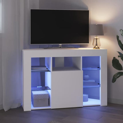 Hörn LED TV-skåp Väggmonterad Vit 100x40x68cm Konstruerat trä