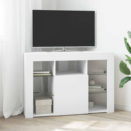 Hörn LED TV-skåp Väggmonterad Vit 100x40x68cm Konstruerat trä