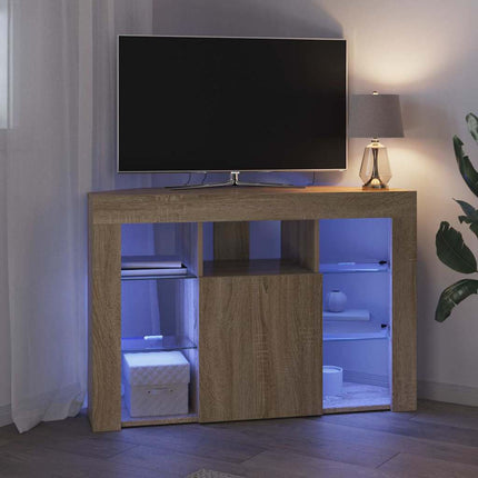 Hörn LED TV-skåp Sonoma-ek 100x40x68cm Konstruerat trä