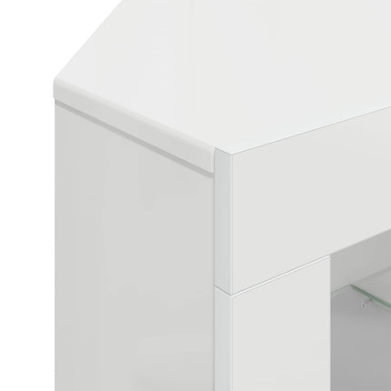 Hörn LED TV-skåp Högblank Vit 100x40x68cm Konstruerat trä