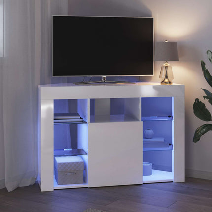 Hörn LED TV-skåp Högblank Vit 100x40x68cm Konstruerat trä