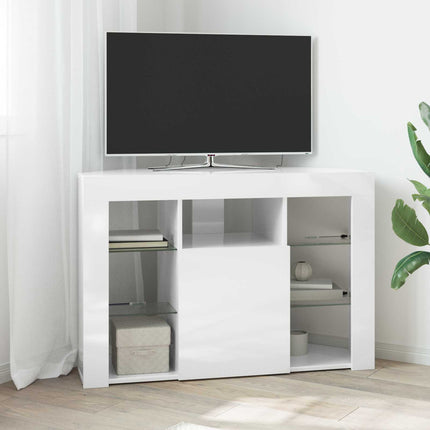 Hörn LED TV-skåp Högblank Vit 100x40x68cm Konstruerat trä
