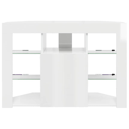 Hörn LED TV-skåp Högblank Vit 100x40x68cm Konstruerat trä