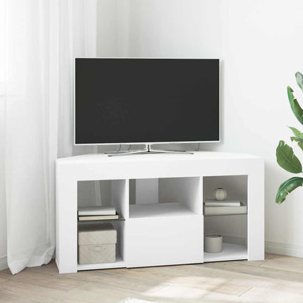 Hörn LED TV-skåp Vit 100 x 40 x 50 cm Konstruerat trä