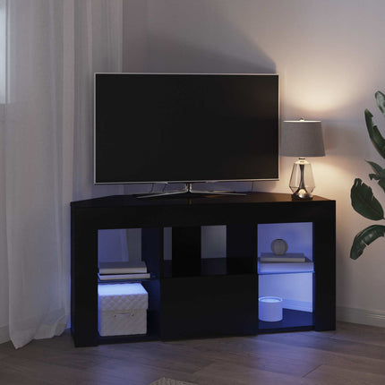 Hörn LED TV-skåp Svart 100 x 40 x 50 cm Konstruerat trä