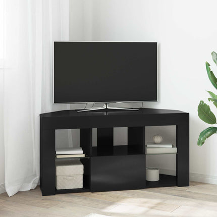 Hörn LED TV-skåp Svart 100 x 40 x 50 cm Konstruerat trä
