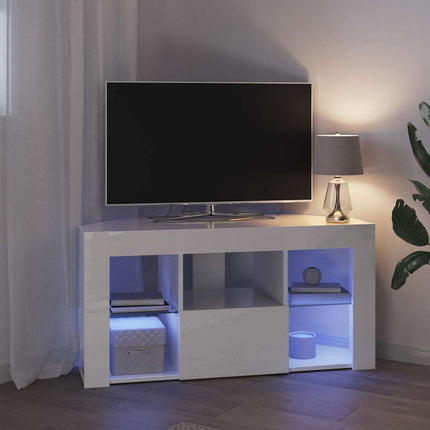 Hörn LED TV-skåp Högblank Vit 100 x 40 x 50 cm Konstruerat trä