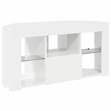 Hörn LED TV-skåp Högblank Vit 100 x 40 x 50 cm Konstruerat trä
