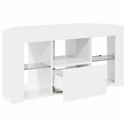 Hörn LED TV-skåp Högblank Vit 100 x 40 x 50 cm Konstruerat trä