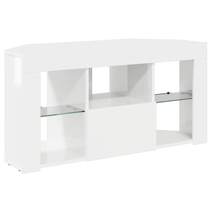 Hörn LED TV-skåp 100 x 40 x 50 cm Högblank Vit Konstruerat trä