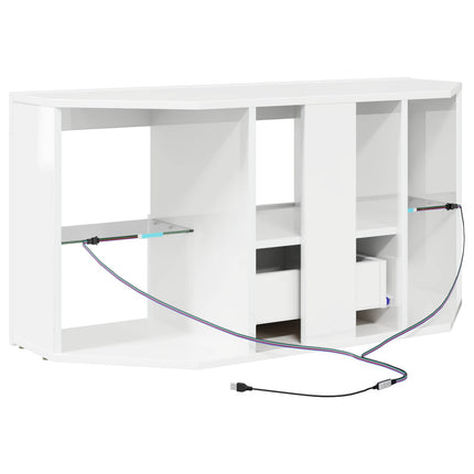 Hörn LED TV-skåp 100 x 40 x 50 cm Högblank Vit Konstruerat trä