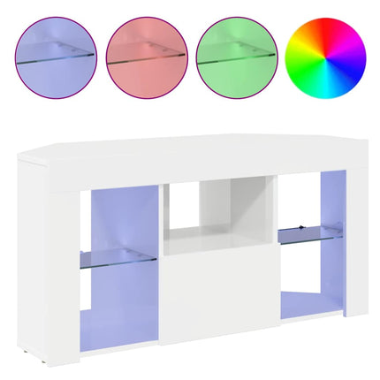 Hörn LED TV-skåp Högblank Vit 100 x 40 x 50 cm Konstruerat trä