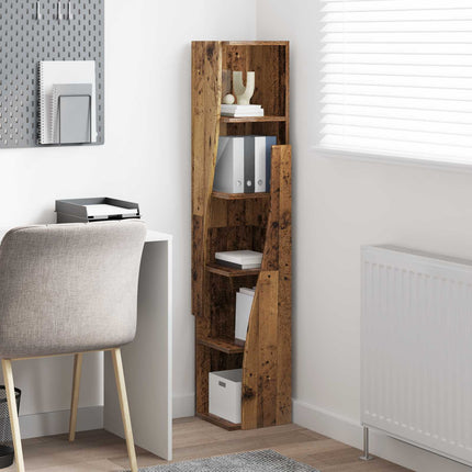 Hörnskåp 27,5x27x140cm Konstruerat trä Gammalt trä