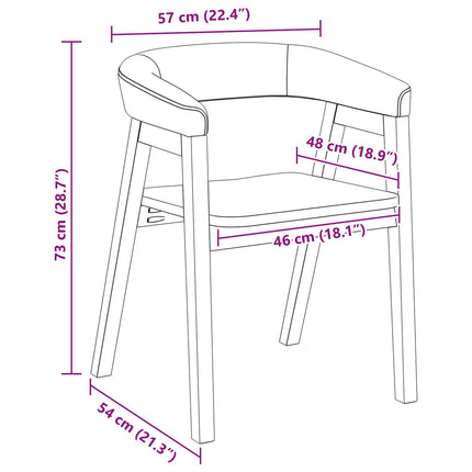 Matstolar 2 st Massiv Gummiträ Vit 54 x 57 x 73 cm