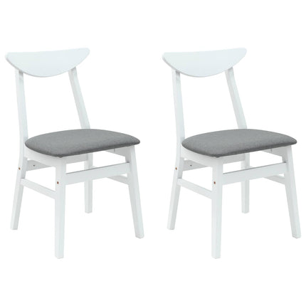 Matstolar 2 st Massiv Gummiträ Vit 42 x 47,5 x 81 cm