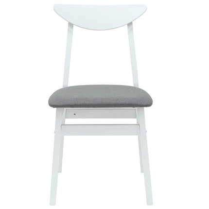 Matstolar 2 st Massiv Gummiträ Vit 42 x 47,5 x 81 cm