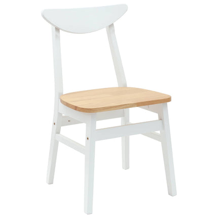 Matstolar 2 st Massiv Gummiträ Vit 42 x 47,5 x 81 cm