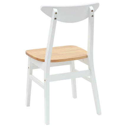 Matstolar 2 st Massiv Gummiträ Vit 42 x 47,5 x 81 cm
