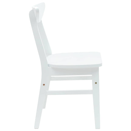 Matstolar 2 st Massiv Gummiträ Vit 42 x 47,5 x 81 cm