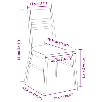 Matstolar 2 pcs Ljusbrun 43 x 54 x 89 cm Massiv Gummiträ