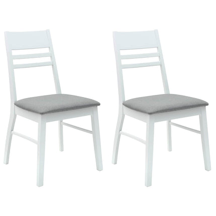 Matstolar 2 st Massiv Gummiträ Vit 43 x 54 x 89 cm