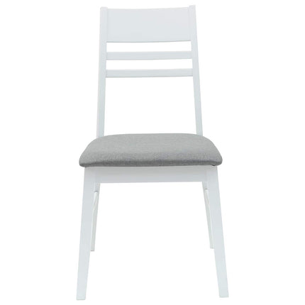 Matstolar 2 st Massiv Gummiträ Vit 43 x 54 x 89 cm