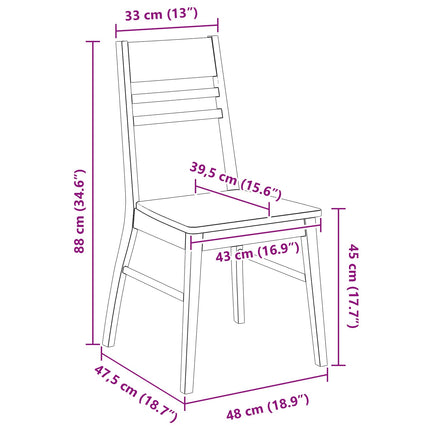 Matstolar 2 pcs Vit 43 x 54 x 89 cm Massiv Gummiträ