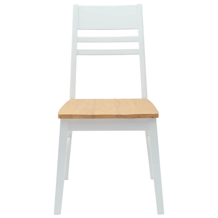 Matstolar 2 st Massiv Gummiträ Vit 43 x 54 x 89 cm