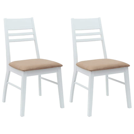 Matstolar 2 st Massiv Gummiträ Vit 43 x 54 x 89 cm