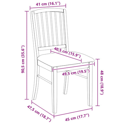 Matstolar 2 pcs Ljusbrun 50 x 52,5 x 91 cm Massiv Gummiträ
