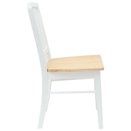 Matstolar 2 st Massiv Gummiträ Vit 50 x 52,5 x 91 cm