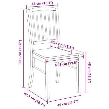 Matstolar 2 st Massiv Gummiträ Vit 50 x 52,5 x 91 cm