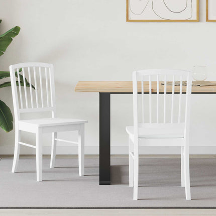 Matstolar 2 st Massiv Gummiträ Vit 50 x 52,5 x 91 cm