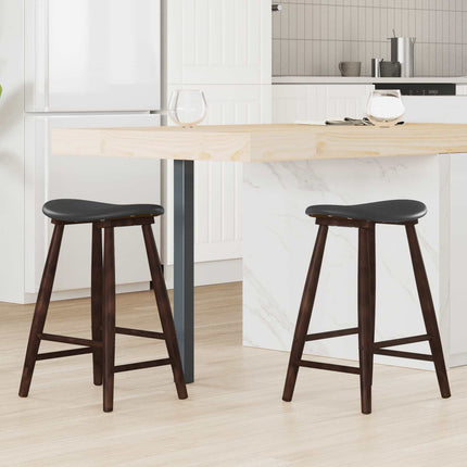 Matstolar 2 pcs Ljusbrun 46 x 37 x 63 cm Massiv Gummiträ
