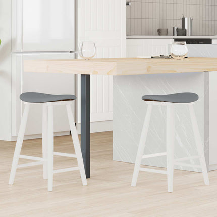 Matstolar 2 st Massiv Gummiträ Vit 46 x 37 x 63 cm