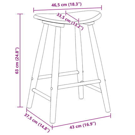 Matstolar 2 pcs Vit 46 x 37 x 63 cm Massiv Gummiträ