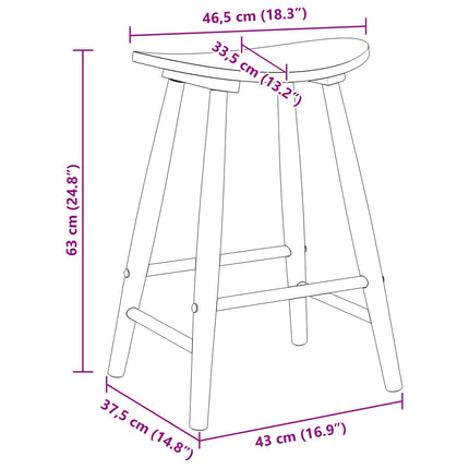 Matstolar 2 st Massiv Gummiträ Vit 46 x 37 x 63 cm