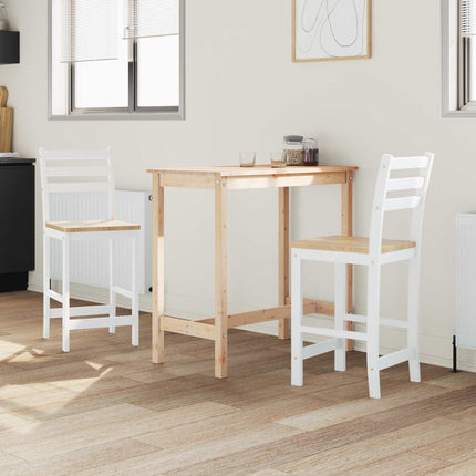 Matstolar 2 pcs Massiv Gummiträ Vit 40 x 47,5 x 99,5 cm