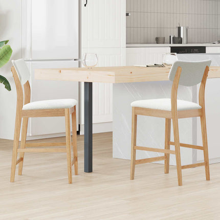Matstolar 2 pcs Naturfärg 48 x 49 x 95 cm Massiv Gummiträ