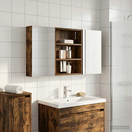 Badrumsskåpsset 3 pcs 100 x 10,5 x 50 cm Konstruerat trä