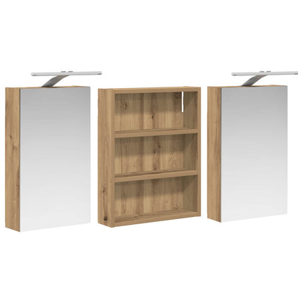 Badrumsskåpsset 3 pcs 100 x 10,5 x 50 cm Konstruerat trä