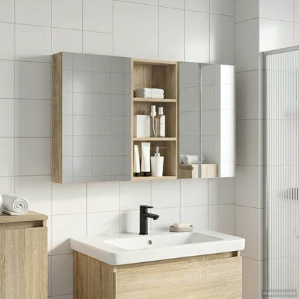 Badrumsskåpsset 3 pcs 110 x 10,5 x 60,5 cm Konstruerat trä