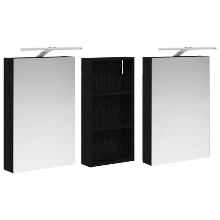 Badrumsskåpsset 3 pcs 110 x 10,5 x 60,5 cm Konstruerat trä