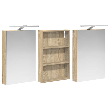 Badrumsskåpsset 3 pcs 120 x 10,5 x 60,5 cm Konstruerat trä