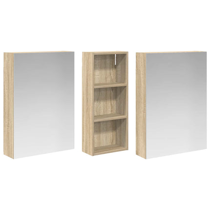 Badrumsskåpsset 3 pcs 130 x 14,5 x 70 cm Konstruerat trä