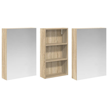 Badrumsskåpsset 3 pcs 140 x 14,5 x 70 cm Konstruerat trä