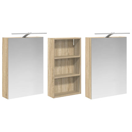 Badrumsskåpsset 3 pcs 140 x 14,5 x 70 cm Konstruerat trä
